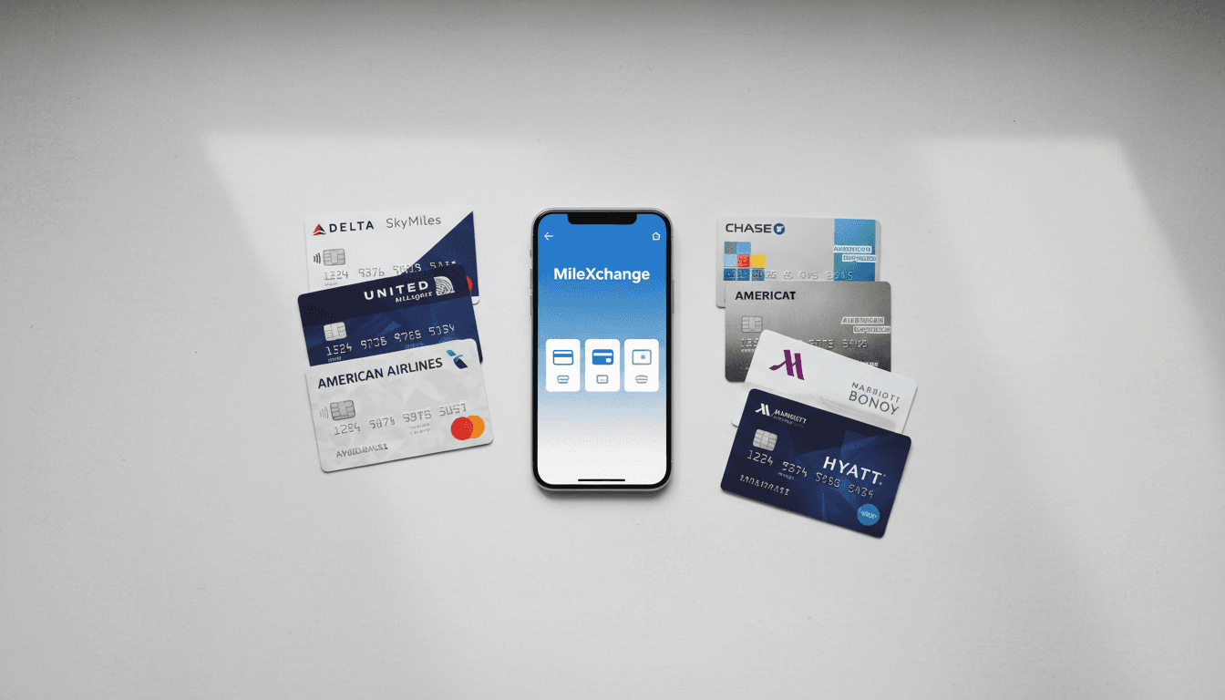 Multiple airline and credit card loyalty program cards and logos