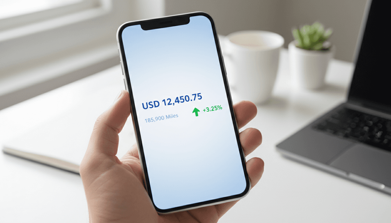 Instant quote on smartphone showing real-time airline miles price
